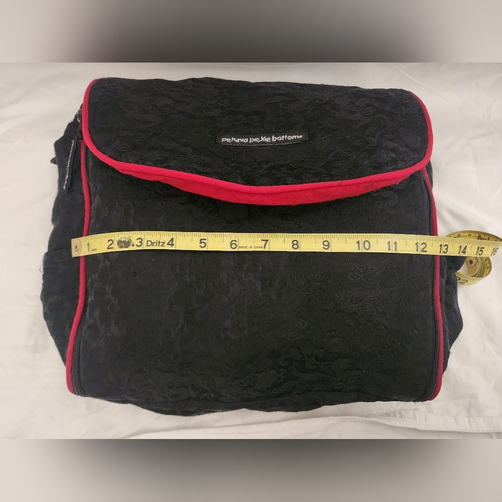 Petunia Pickle Bottom Floral/Dragon Design Black and Red Diaper Bag/Backpack - Picture 10 of 13